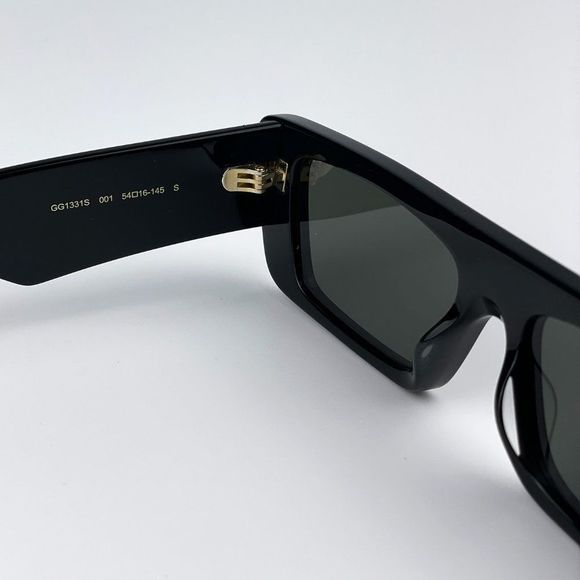 🔥Gucci GG1331S 001 Sunglasses Black Grey Rectangle Unisex - Picture 11 of 12